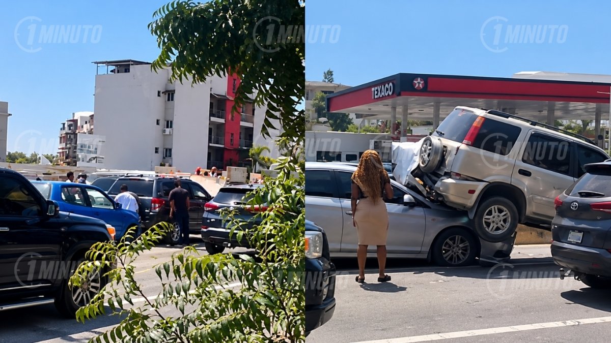Choque de cinco vehículos provoca fuerte tapón en la autopista Las Américas