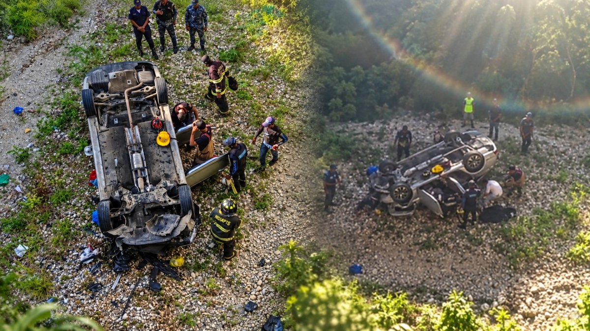 Mujer muere tras vehículo caer al vacío en carretera Salcedo–Tenares