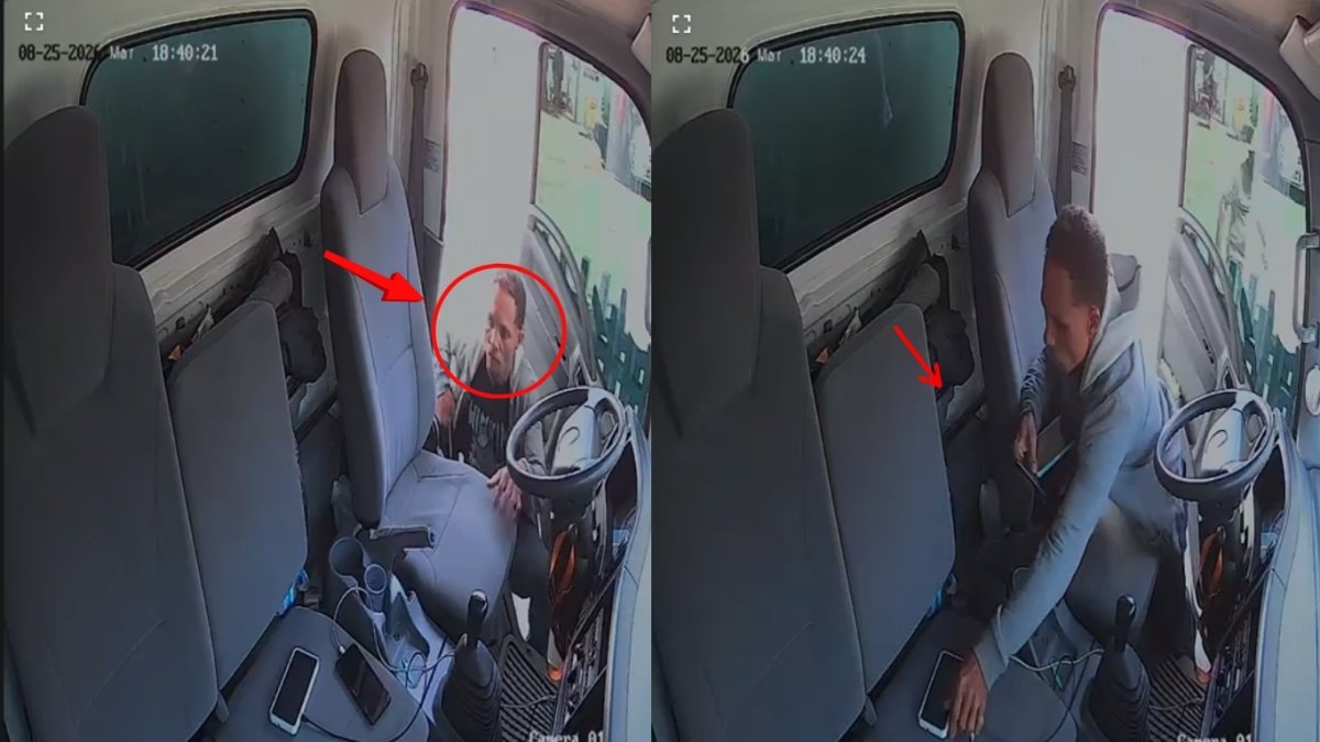 Cámara capta robo de celular dentro de camión de empresa de envíos en Santiago