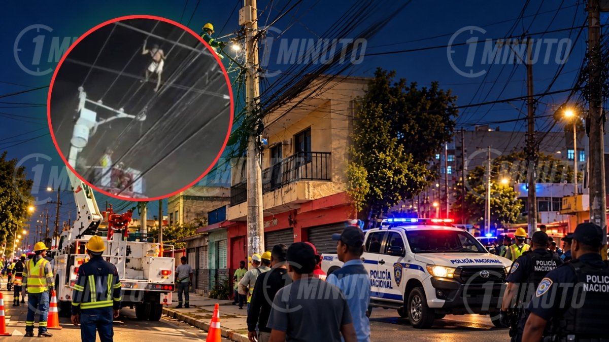 Hombre se sube a poste del tendido eléctrico en Cienfuegos  